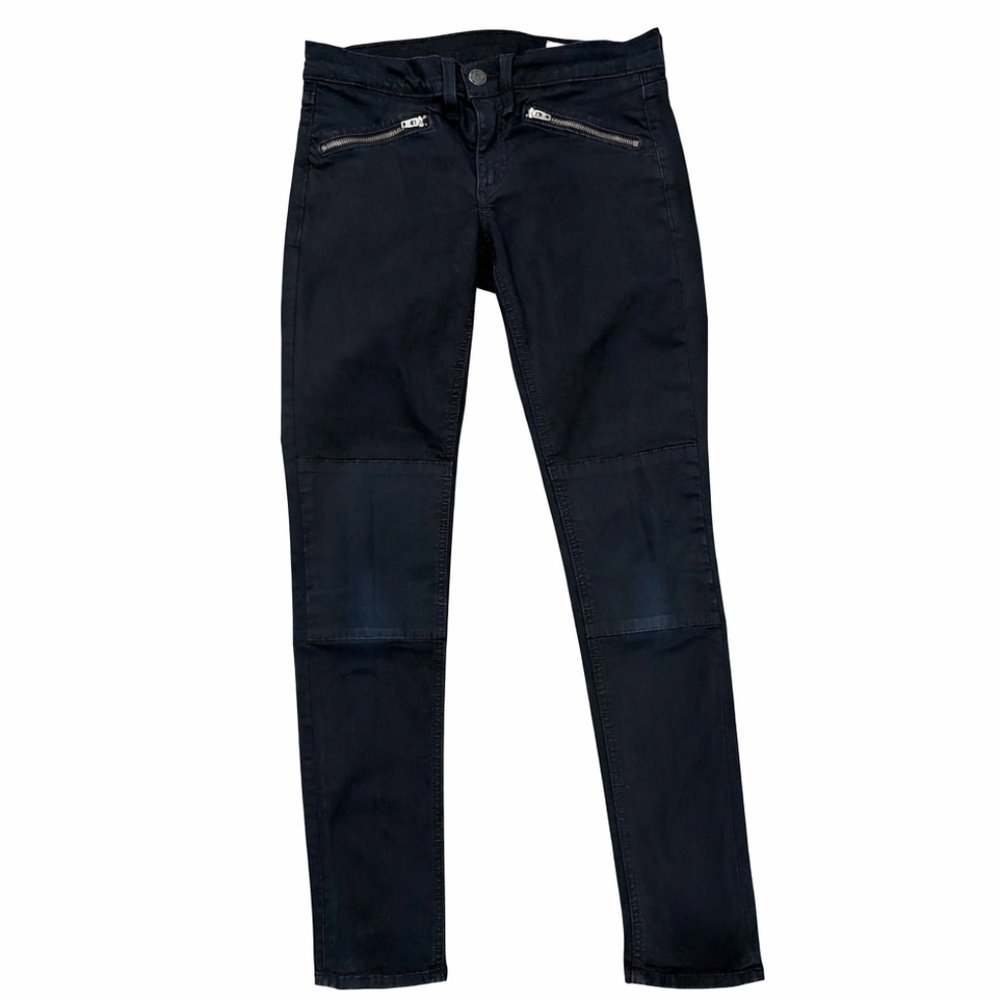 rag & bone Black Skinny Moto Jeans Zipper Pockets Women’s Sz 24 Bikercore Edgy